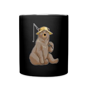Canne à pêche Bear Angler Canne à pêche - Mug uni - noir - Devant