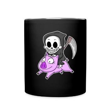 Grim Reaper and Pig - Full Colour Mug - black - Front