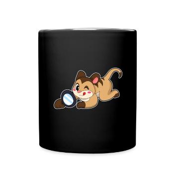 Erdmännchen Detektiv Lupe - Tasse einfarbig - Schwarz - Vorne
