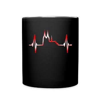 Cologne Skyline Heartbeat Rouge Blanc Kölsch Cologne - Mug uni - noir - Devant