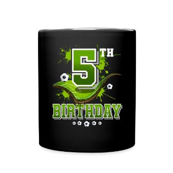 5th birthday football 5 years - Full Colour Mug - black - Front