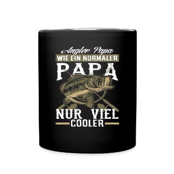 Vatertagsgeschenk Angler Angeln Hobby - Tasse einfarbig - Schwarz - Vorne