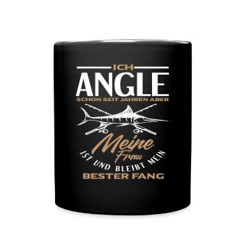 Angeln Ehe Frau Liebe - Tasse einfarbig - Schwarz - Vorne