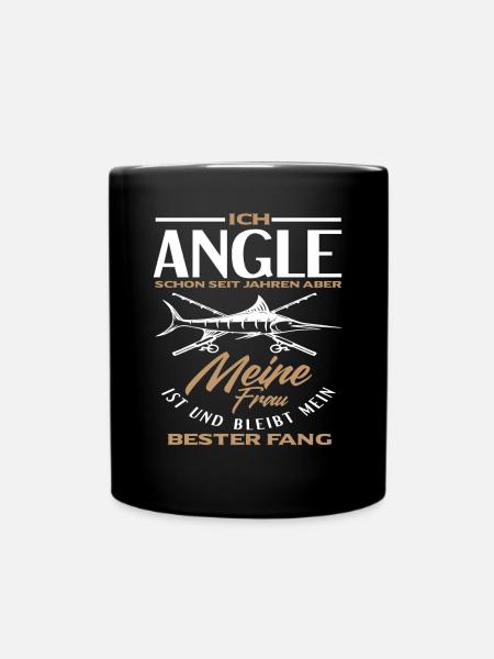 Angeln Ehe Frau Liebe - Tasse einfarbig - Schwarz