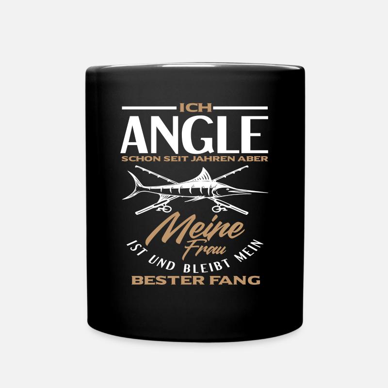Angeln Ehe Frau Liebe - Tasse einfarbig - Schwarz