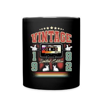 1982 Geburtsjahr Vintage Kassette - Tasse einfarbig - Schwarz - Vorne