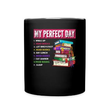 Buch Bücher Tag Geschenk Leseratte - Tasse einfarbig - Schwarz - Vorne