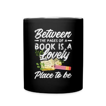 Buch Spruch Bibliothek - Tasse einfarbig - Schwarz - Vorne