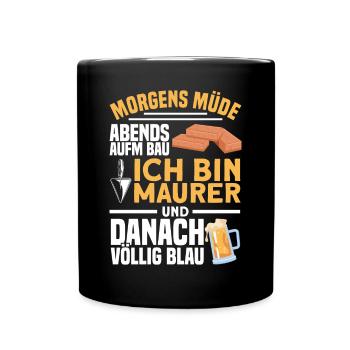 Maurer Geschenk - Tasse einfarbig - Schwarz - Vorne