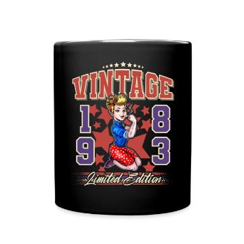 1983 Année de naissance Anniversaire Vintage Rockabilly - Mug uni - noir - Devant