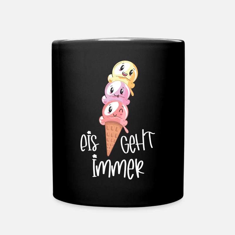 Eiscreme Lover Kawaii "Eis geht immer" - Tasse einfarbig - Schwarz