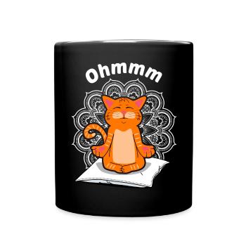 Yoga Chat Méditation Rouge Chat Gueule de Bois Cadeau - Mug uni - noir - Devant