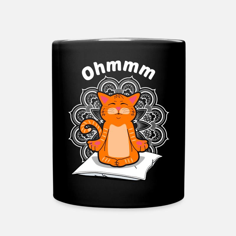 Yoga Chat Méditation Rouge Chat Gueule de Bois Cadeau - Mug uni - noir