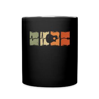 Guitar Heartbeat Retro Guitar Player Guitarist - Full Colour Mug - black - Front