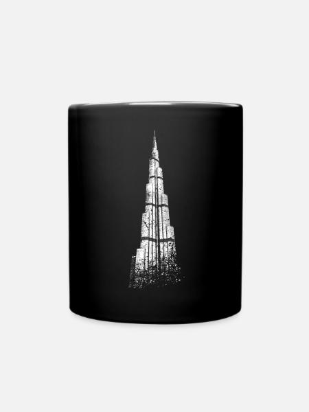 Dubai Burj Khalifa Vintage Silhouette Emirate UAE - Full Colour Mug - black