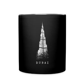 Dubai Burj Khalifa Vintage Silhouette Emirat VAE - Tasse einfarbig - Schwarz - Vorne