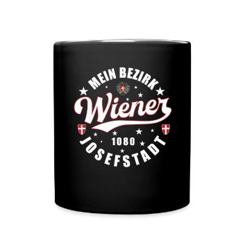 Ein echter Wiener Mein Bezirk 1080 Josefstadt - Tasse einfarbig - Schwarz - Vorne