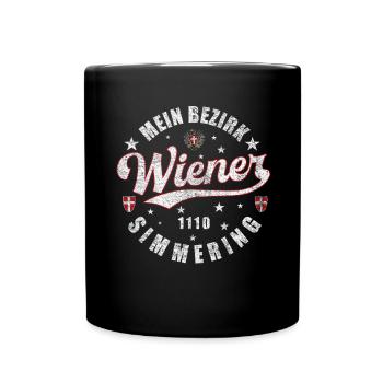 Ein echter Wiener Mein Bezirk 1110 Simmering - Tasse einfarbig - Schwarz - Vorne