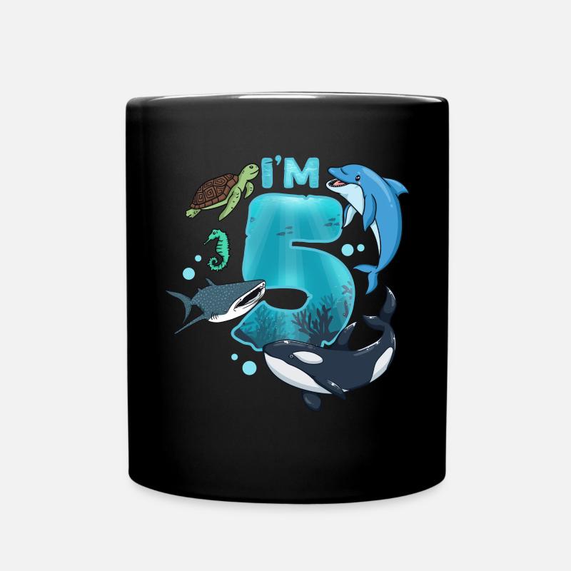 5. Geburtstag Meerestiere - Tasse einfarbig - Schwarz
