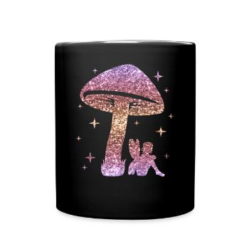 Glitter Fée Elfe Conte de Fées Dames Fille Cadeau - Mug uni - noir - Devant