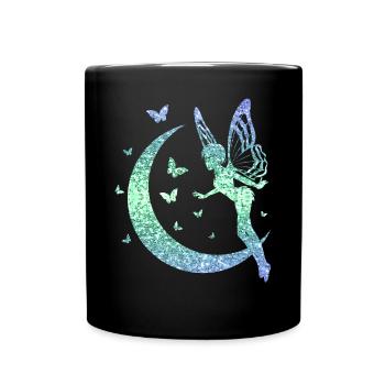 Glitter Fée Elfe Conte de Fées Dames Fille Cadeau - Mug uni - noir - Devant