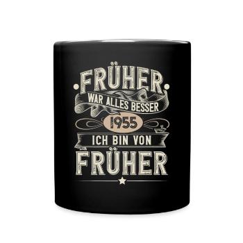 1955 Geburtstag Geburtsjahr Jahrgang - Tasse einfarbig - Schwarz - Vorne