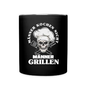 Mann Männer Grillen Vater Papa Geschenk - Tasse einfarbig - Schwarz - Vorne