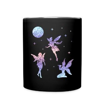 Glitter Fée Elfe Conte de Fées Dames Fille Cadeau - Mug uni - noir - Devant