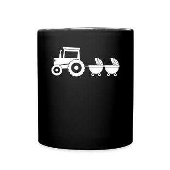 Tractor with baby cart - Twins - Full Colour Mug - black - Front