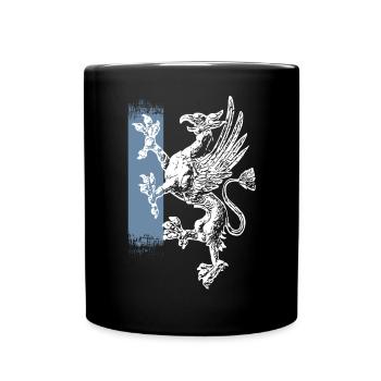 Rostock - stehender Greif - blau weiss - Tasse einfarbig - Schwarz - Vorne
