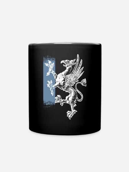 Rostock - stehender Greif - blau weiss - Tasse einfarbig - Schwarz