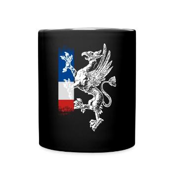 griffon debout bleu blanc rouge Rostock - Mug uni - noir - Devant