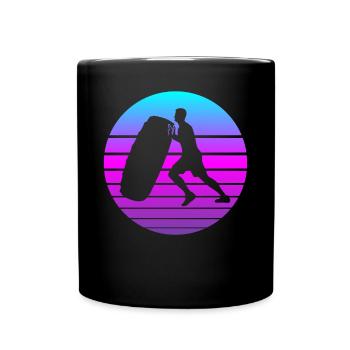 Bodybuilder Kraftsport Tire Flip Retro Gift - Full Colour Mug - black - Front