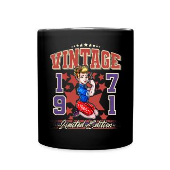 1971 Année de naissance Anniversaire Vintage Rockabilly - Mug uni - noir - Devant