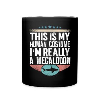 Megalodon Riesen Hai - Tasse einfarbig - Schwarz - Vorne