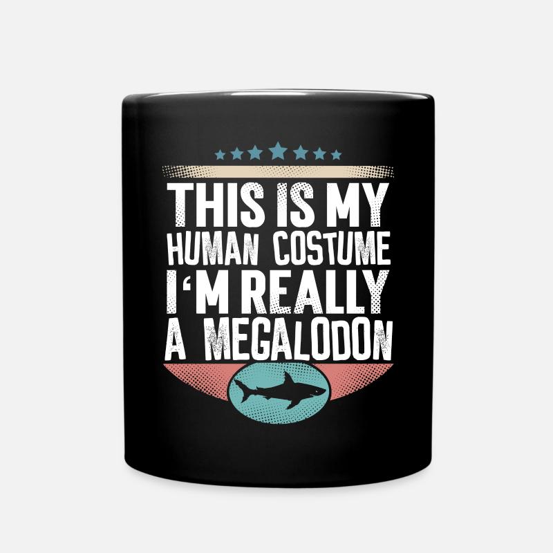 Megalodon Riesen Hai - Tasse einfarbig - Schwarz