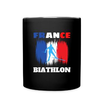 Design Biathlon France Tricolore fan sport - Full Colour Mug - black - Front