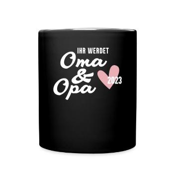 Schwangerschaft verkünden - Oma und Opa 2023 - Tasse einfarbig - Schwarz - Vorne