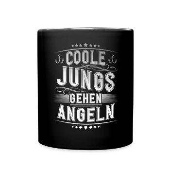 Coole Jungs Gehen Angeln - Tasse einfarbig - Schwarz - Vorne