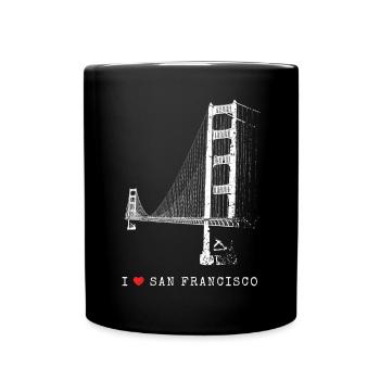 I Love San Francisco Golden Gate Bridge California - Full Colour Mug - black - Front