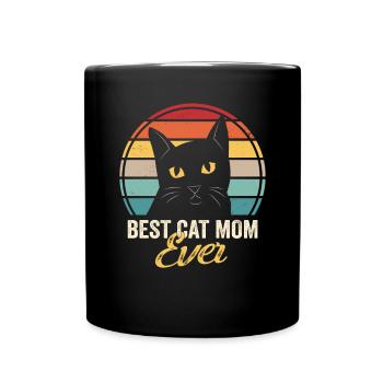 Best Cat Mom Ever Cats Mama Funny Retro - Full Colour Mug - black - Front