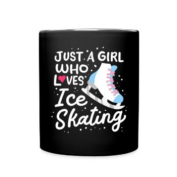 Schlittschuhlaufen Schlittschuhläufer Eiskunstläuf - Tasse einfarbig - Schwarz - Vorne