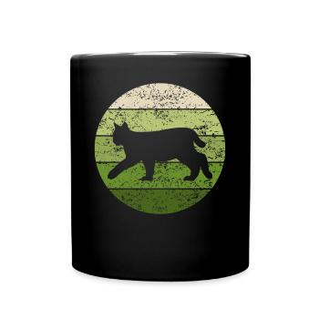 Luchs Retro Waldtiere Tierliebhaber Geschenk - Tasse einfarbig - Schwarz - Vorne