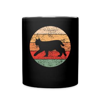 Luchs Retro Waldtiere Tierliebhaber Geschenk - Tasse einfarbig - Schwarz - Vorne