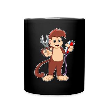 Ciseaux de coiffeur singe - Mug uni - noir - Devant