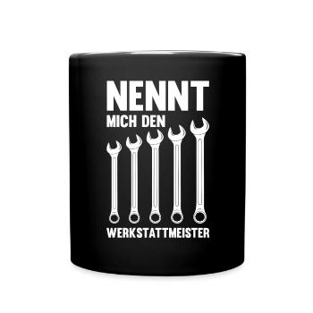 Nennt mich den Werkstattmeister Gabelschlüssel - Tasse einfarbig - Schwarz - Vorne