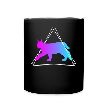 Luchs Retro Waldtiere Tierliebhaber Geschenk - Tasse einfarbig - Schwarz - Vorne