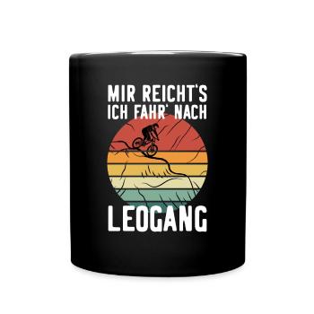 Downhill LEOGANG MTB Geschenk Mountainbiker - Tasse einfarbig - Schwarz - Vorne