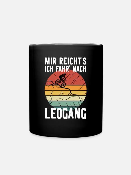 Downhill LEOGANG MTB Geschenk Mountainbiker - Tasse einfarbig - Schwarz