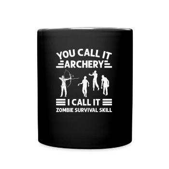 Archery Zombie Survival Skill, Bogenschütze - Tasse einfarbig - Schwarz - Vorne